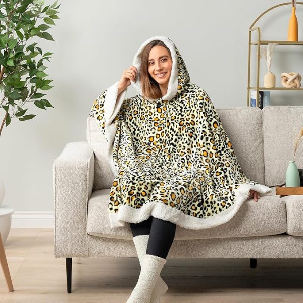 Cozy Super Soft Shawl Only Weighs 1 Pound Has 2 Pockets, Hood and Button Option to Make Sleeves - Cheetah Yellow - Image 5