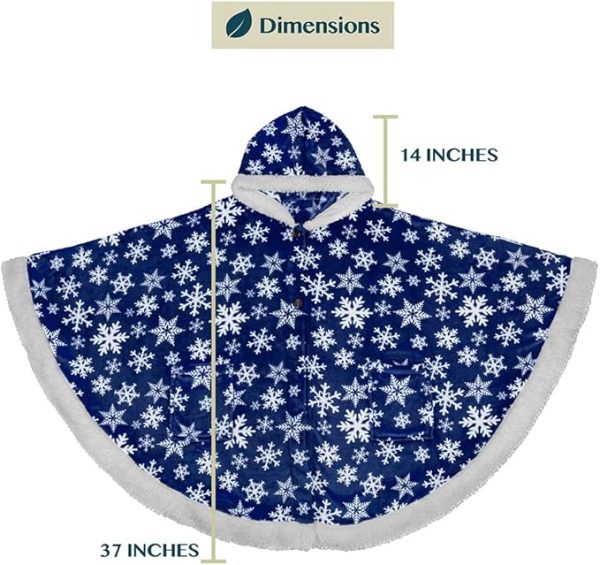 Cozy Super Soft Shawl Only Weighs 1 Pound Has 2 Pockets, Hood and Button Option to Make Sleeves - Snowflake Blue - Image 4